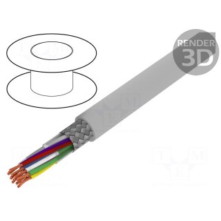 Wire | Li2YCY-TP | 8x2x0,34mm2 | tinned copper braid | PVC | grey | 50V