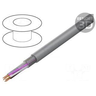 Wire | LiY-CY | 6x0.34mm2 | shielded,tinned copper braid | PVC | grey