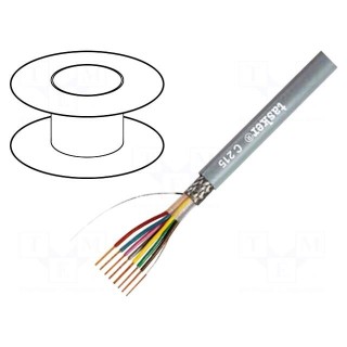 Wire | LiY-CY | 2x0,25mm2 | tinned copper braid | PVC | grey | 100m