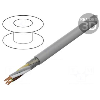 Wire | LiY-CY | 5x0.5mm2 | shielded,tinned copper braid | PVC | grey
