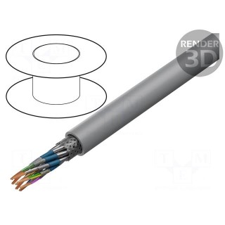 Wire | LiYCY-CY | 8x2x0.25mm2 | PVC | grey | 500V | flame retardant
