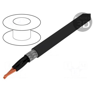 Wire | OZ-600-Y-CY | 2x0,5mm2 | tinned copper braid | PVC | black