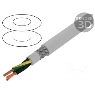 Wire | Pro-Met | 3G1,5mm2 | tinned copper braid | PVC | grey | 300/500V