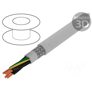 Wire | Pro-Met | 4G1mm2 | tinned copper braid | PVC | grey | 300/500V