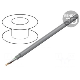 Wire | ELITRONIC® LIYCY | 3x0.34mm2 | tinned copper braid | PVC | grey