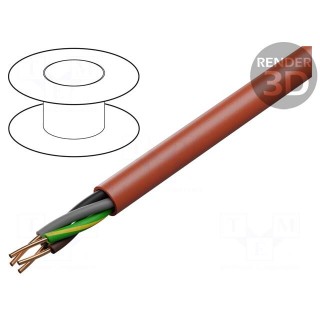 Wire: mains | HDGs | 4G1mm2 | Insulation: LSZH | Colour: red | Core: Cu