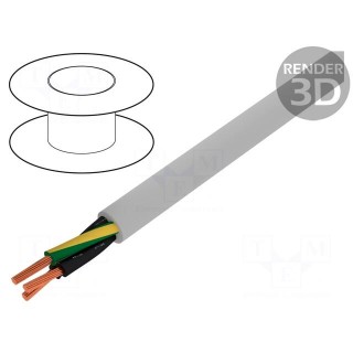 Wire | Pro-Met | 3G1,5mm2 | unshielded | 300/500V | PVC | 50m | Cu | grey