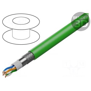 Wire: data transmission | HELUKAT® 100S,SF/UTP | 4x2x26AWG | green