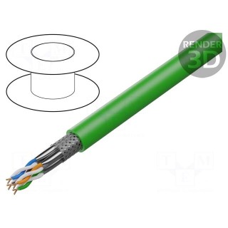 Wire | HELUKAT® 600IND,S/FTP | 4x2x23AWG | 7e | solid | Cu | PUR | green