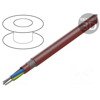 Wire | SiHF-C-Si | 3G0.75mm2 | Cu | stranded | silicone | brown-red
