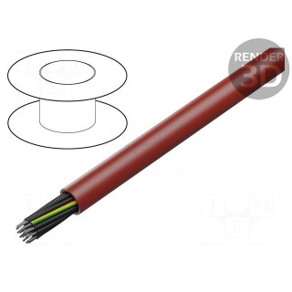 Wire | SiHF | 25G1mm2 | Cu | stranded | silicone caoutchouc | brown-red