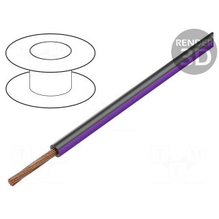 Wire | FLRY-B | 1x0.75mm2 | stranded | Cu | PVC | black-violet | 60V