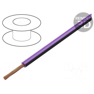 Wire | FLRY-B | 1x0.5mm2 | stranded | Cu | PVC | violet-black | 60V | 1.6mm