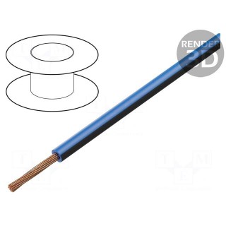 Wire | FLRY-B | stranded | Cu | 0.5mm2 | PVC | blue-black | 60V | 100m | 1.6mm