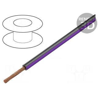 Wire | FLRY-B | stranded | Cu | 0.75mm2 | PVC | black-violet | 60V | 100m