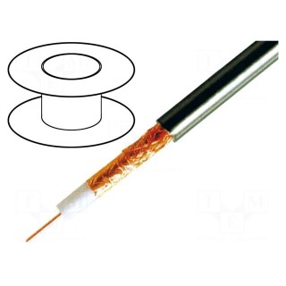 Wire: coaxial | H1000,RG8 | 1x10AWG | solid | Cu | PE | black | 100m | 328ft