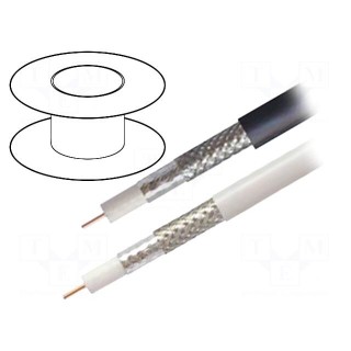 Wire: coaxial | H126,RG6 | solid | Cu | FRNC | white | 100m | Øcable: 6.9mm
