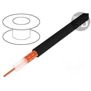 Wire: coaxial | RG59BU | solid | CCS | PVC | black | 100m | 6.2mm
