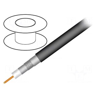 Wire: coaxial | RG11 | solid | CCS | PE | black | 305m | Øcable: 10.16mm
