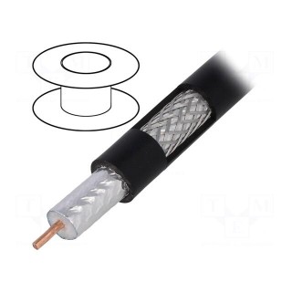 Wire: coaxial | RG11 | solid | Cu | PE | black | 305m | Øcable: 10.03mm