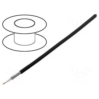 Wire: coaxial | RG174 | 1x50Ω | PVC | black | 250m | 2.7mm