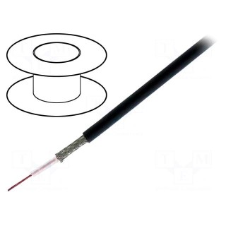 Wire: coaxial | RG179 | 1x30AWG | stranded | CCS | PVC | black | 50m | 164ft