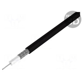 Wire: coaxial | RG223 | solid | Cu | PVC | black | 100m | Øcable: 5.4mm