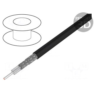 Wire: coaxial | RG223U | solid | Cu | PVC | black | 100m | Øcable: 5.4mm