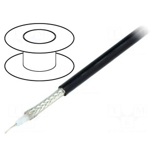 Wire: coaxial | RG58 | stranded | Cu | PVC | black | 100m | Øcable: 4.95mm