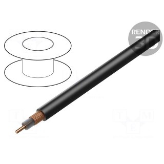 Wire: coaxial | RG59 | solid | Cu | 0.26mm2 | PVC FirestoP® | black | 2kVAC