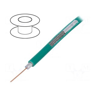 Wire: coaxial | RG59 | solid | Cu | PVC | green | 100m | Øcable: 6.1mm