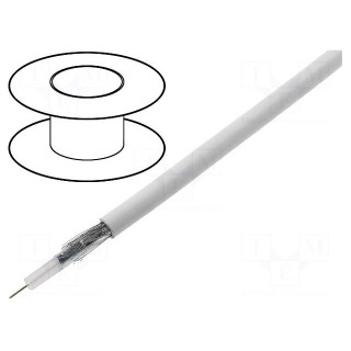 Wire: coaxial | RG59BU-F | solid | Cu | PVC | white | 100m | Øcable: 5.8mm