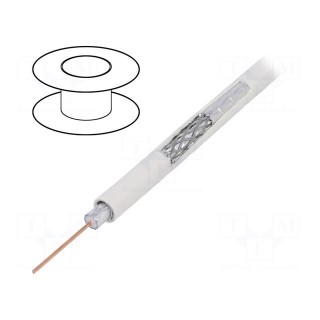 Wire: coaxial | RG6 | 1x75Ω | solid | CCS | PVC | white | 305m | 7.06mm