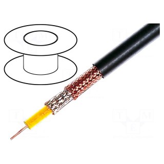 Wire: coaxial | RG6AU | solid | CCS | PVC | black | 100m | 8.4mm
