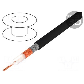 Wire: coaxial | RG71BU | solid | CCS | PE | black | 6.2mm