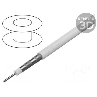 Wire: coaxial | solid | CCS | PVC | white | 20m | Øcable: 7.2mm