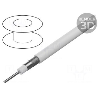 Wire: coaxial | solid | CCS | PVC | white | 50m | Øcable: 5mm