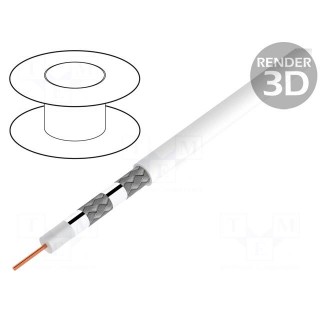 Wire: coaxial | solid | CCS | PVC | white | 500m | Øcable: 7mm