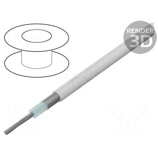 Wire: coaxial | stranded | Cu | PFA | white | 30.5m | Øcable: 0.9mm | 100ft