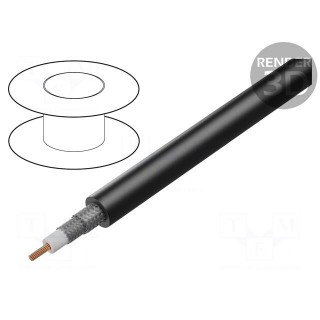 Wire: coaxial | stranded | OFC | 0.88mm2 | PVC | black | 100m