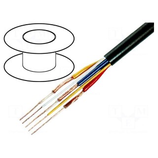 Wire: AV | 2x0.12mm2,3x0.12mm2 | 100m | OFC | black | 5 | stranded | PVC