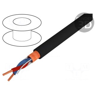 Wire: loudspeaker cable | 2x0,22mm2 | stranded | Cu | black | PE | 5mm