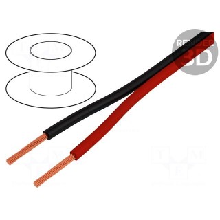 Wire: loudspeaker cable | 2x1mm2 | stranded | CCA | black-red | PVC