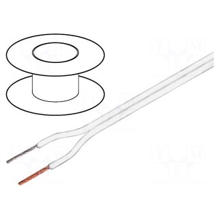 Wire: loudspeaker cable | 2x1mm2 | stranded | OFC | white | PVC | 100m