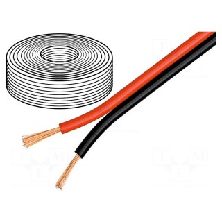 Wire: loudspeaker cable | 2x2,5mm2 | stranded | OFC | black-red | 10m