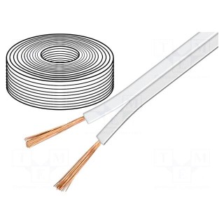 Wire: loudspeaker cable | 2x0,75mm2 | stranded | OFC | white | 50m