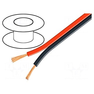 Wire: loudspeaker cable | 2x0,75mm2 | stranded | OFC | black-red | 100m