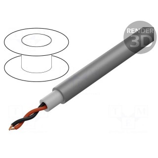 Wire: loudspeaker cable | 2x1.5mm2 | stranded | OFC | grey | unshielded