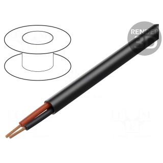 Wire: loudspeaker cable | 2x2.5mm2 | stranded | OFC | black | LSZH | 100V