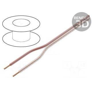 Wire: loudspeaker cable | 2x1mm2 | stranded | CCA | transparent | PVC